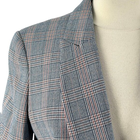 NWT Equipment Jeanne Longline Blazer Blue Glen Plaid One Button Wool-Blend 8 - Picture 6 of 13